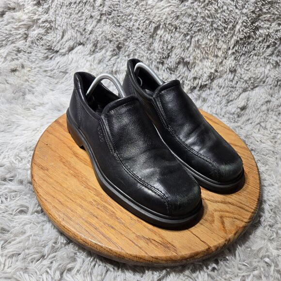 ECCO Men Size US 8.5-9 EU 42 New Jersey Leather Loafers Black Walking Dress Shoe - Picture 1 of 10